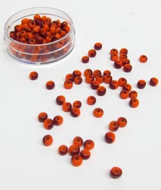Glasperlen gestreift 5mmD orange mit rot